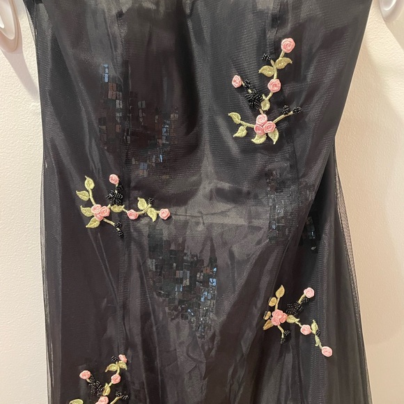 Morgan & Co Formal Gown with Pink Rose details and Sequin accents - Picture 3 of 6